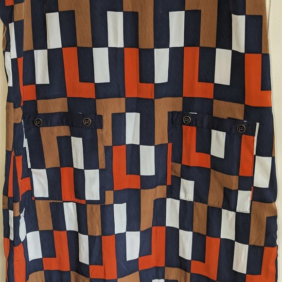 Multi-color geometric patterned sleeveless shift dress - M (pockets!!) - Picture 8 of 9